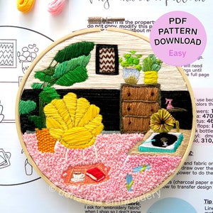 Easy embroidery pattern, DIY for beginners Vinyl and chill image 2