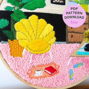 Easy embroidery pattern, DIY for beginners Vinyl and chill image 3