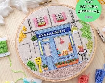 The Little French Bakery - PDF embroidery pattern, DIY beginner