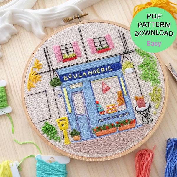 Easy embroidery pattern, DIY for beginners - The Little French Bakery