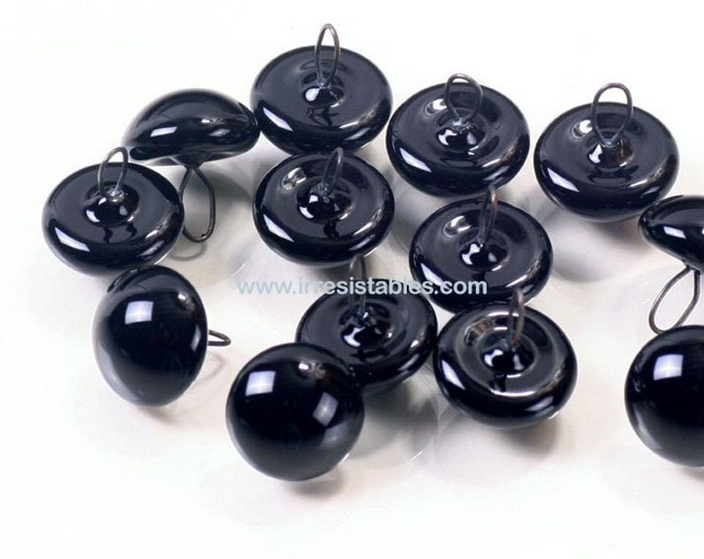 All Black Glass Cabochon Fantasy Eyes Button Style Flat Back