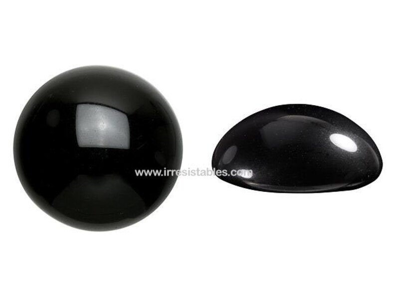 All Black Glass Cabochon Fantasy Eyes Button Style Flat Back