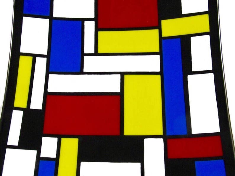 Mondrian Fused Glass Square Plate for Contemporary Home Decor | Etsy
