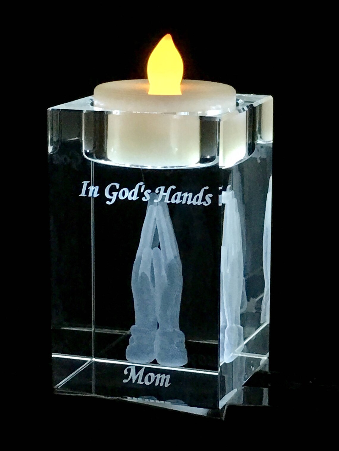 Crystal Candle Holder With 3D Prayer Hands Etsy