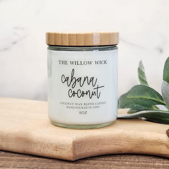 Cabana Coconut Candle | Coconut Apricot Wax Candle | Wood Wick Candle | Tropical Scent Candle | Summer Scent Candle | Eco Friendly | 8oz