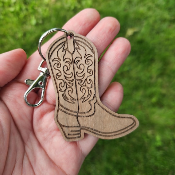 Cowboy Boot Keychain | Wood Keychain | Boot Keychain | Hotel Keychain | Cowgirl Keychain | Co-Worker Gift
