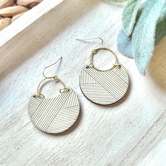Wood Cutout Earrings | Painted Wood Earrings | Summer Earrings | Lightweight Wood Earrings | Gift for Her Cream Earrings