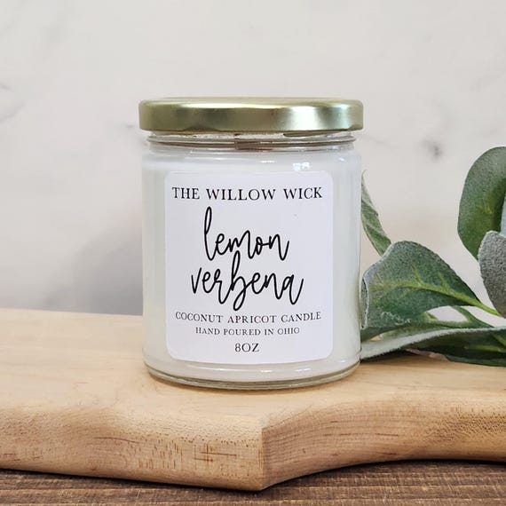 Lemon Verbena Candle | Coconut Apricot Wax Candle | Wood Wick Candle | Lemon Scented Candle | Eco Friendly Candle