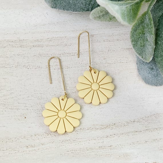 Yellow Clay Earrings | Polymer Clay Earrings | Flower Earrings
