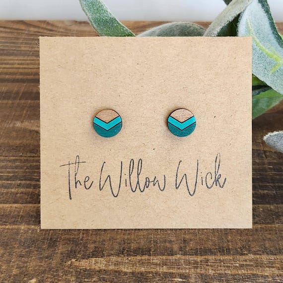 Chevron Earrings | Wood Earrings | Stud Earrings | Post Earrings | Hand Painted Earrings | School Spirit Earrings