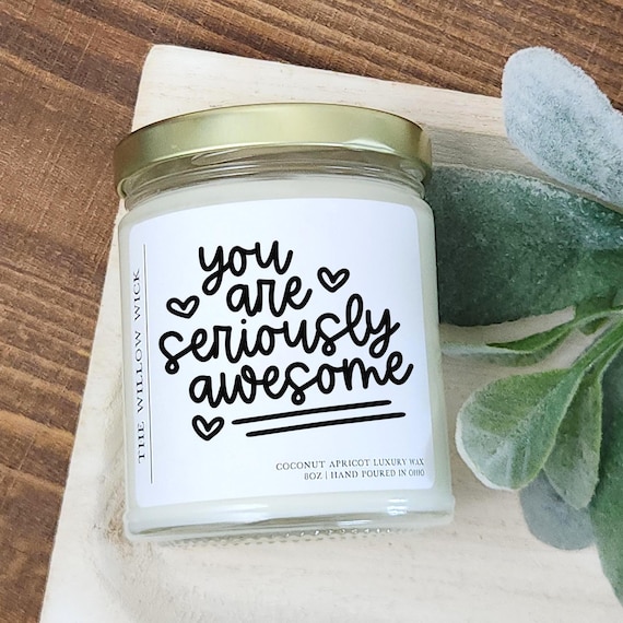 You are Seriously Awesome Candle | Wood Wick Candle | Coconut Apricot Wax Candle | Thank You Gift | Freaking Awesome Candle | Friendship
