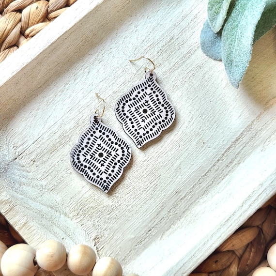Wood Cutout Earrings | Painted Wood Earrings | Summer Earrings | Lightweight Wood Earrings | Gift for Her
