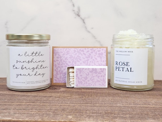 Spa Gift Box | A Little Sunshine to Brighten Your Day Gift Box | Candle and Sugar Scrub Gift | Small Gift Box | Personalized Gift