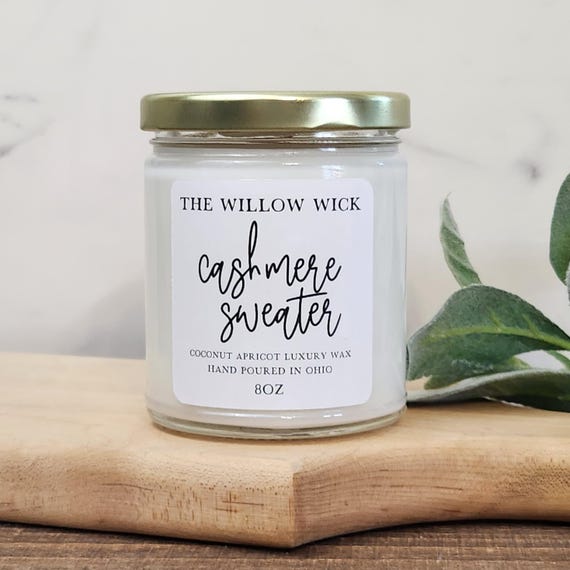 Cashmere Sweater Candle | Coconut Apricot Wax Candle | Wood Wick Candle | Floral Scent Candle | Eco Friendly Candle | 8oz Candle