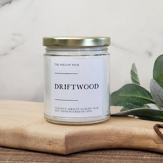 Driftwood Candle | Coconut Apricot Wax Candle | Spicy Scented Candle | Eco-Friendly Candle | 8oz Candle | Wood Wick Candle