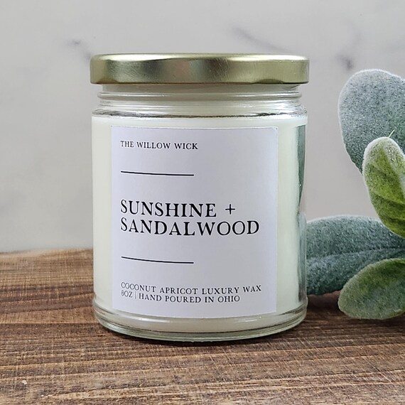 Sunshine and Sandalwood Candle | Coconut Apricot Wax Candle | Citrus Scent | Eco-Friendly Candle | 8oz | Kitchen Candle