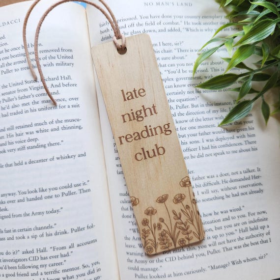 Late Night Reading Club | Wood Bookmark | Engraved Bookmark | Book Lover Gift | Gift for Librarian | Stocking Stuffer | Funny Bookmark