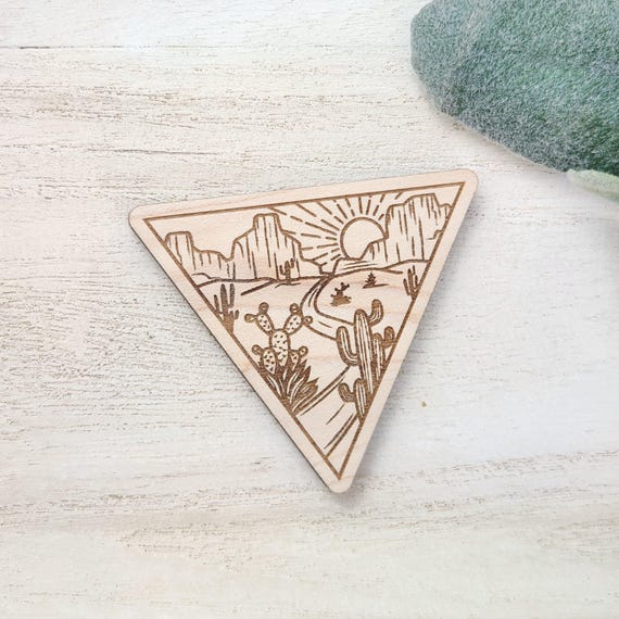 Desert Sun Magnet | Cactus Magnet | Fridge Magnet | Southwest Gift | Stocking Stuffer | Wood Magnet | Fun Gift | Triangle Magnet