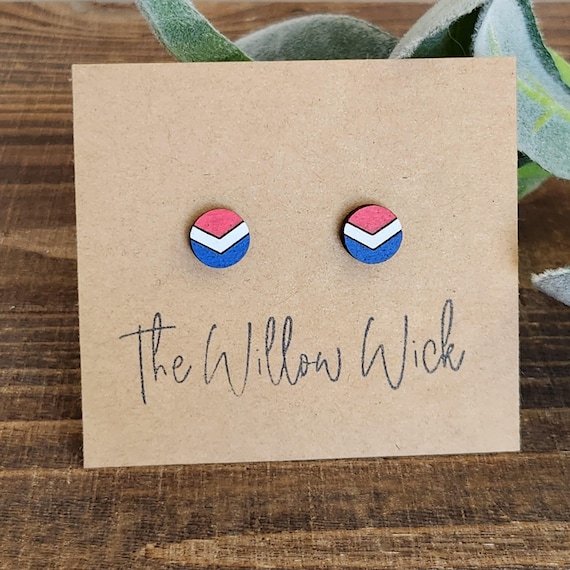 Chevron Earrings | Wood Earrings | Stud Earrings | Post Earrings | Hand Painted Earrings | School Spirit Earrings | Ombre Earrings