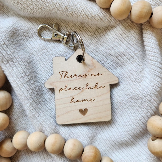 There's No Place Like Home Keychain | Wood Keychain | New Home Gift | First Home Keyring | Keepsake Gift New Home | Housewarming Gift