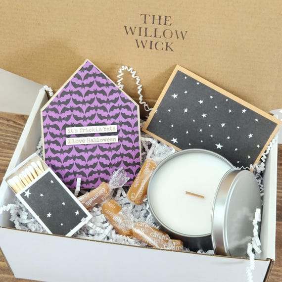 I Love Halloween Gift Box | Spooky Gift Box for Her | Small Gift Box | Candle Boo Box | Housewarming Gift | It's Frickin Bats Gift Box