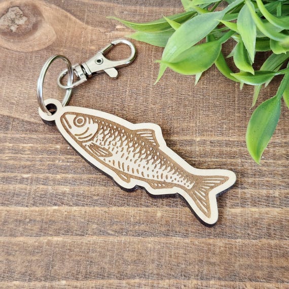 Sardine Keychain | Wood Keychain | Sardine Bag Charm | Coastal Keychain | Sardine Gift | Sardine Charm | Stocking Stuffer | Fun Keychain