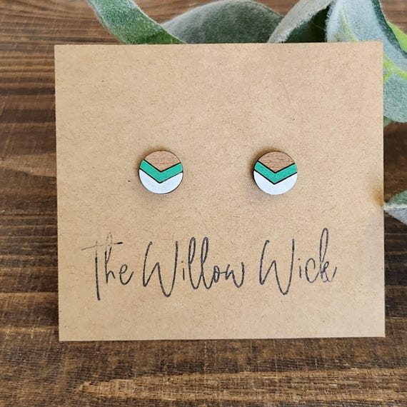 Chevron Earrings | Wood Earrings | Stud Earrings | Post Earrings | Hand Painted Earrings | School Spirit Earrings | Ombre Earrings