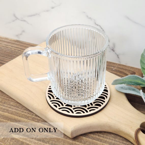 Gift Box ADD ON - Not for Individual Sale - Clear Glass Coffee Mug with Coaster - Add on to Any Gift Box