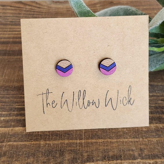 Chevron Earrings | Wood Earrings | Stud Earrings | Post Earrings | Hand Painted Earrings | School Spirit Earrings | Ombre Earrings