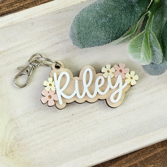 Personalized Keychain | Wood and Acrylic Keychain | Backpack Keychain | Accessory