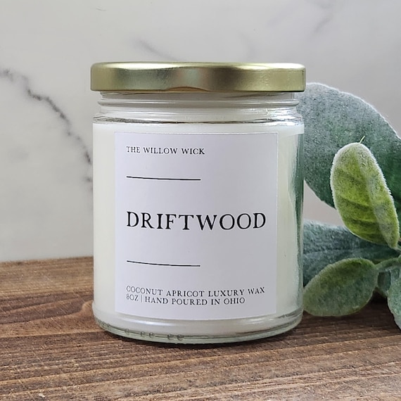 Driftwood Candle | Coconut Apricot Wax Candle | Spicy Scented Candle | Eco-Friendly Candle | 8oz Candle | Wood Wick Candle