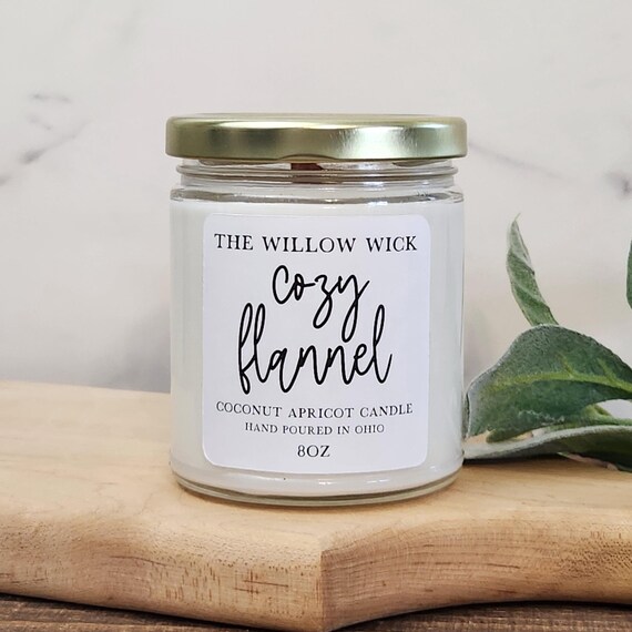 Cozy Flannel Candle | Coconut Apricot Wax Candle | Wood Wick Candle | Fall Candle | Eco Friendly Candle
