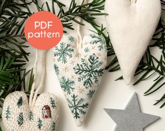 Snowflake EMBROIDERY Pattern - DIY Ornament, Christmas project with video tutorials for beginners, PDF pattern design