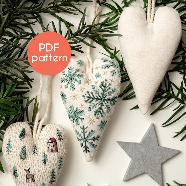 Snowflake EMBROIDERY Pattern - DIY Ornament, Christmas project with video tutorials for beginners, PDF pattern design