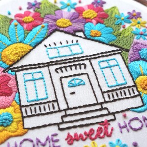 Hand Embroidery Pattern Home Sweet Home, Intermediate Embroidery, PDF Embroidery image 4