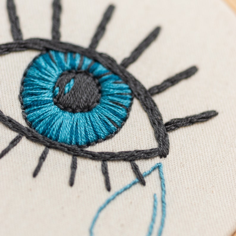 Hand Embroidery Pattern EYE WIDE OPEN modern embroidery pattern, photo and video tutorials included image 3