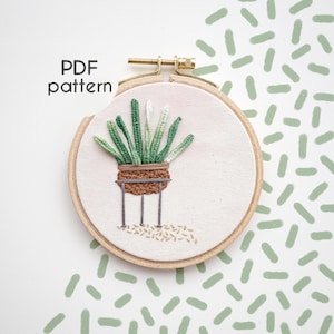 Embroidery Pattern Succulent Embroidery, Beginner Embroidery, Embroidery Design PDF , Easy Embroidery Pattern, Video Tutorial image 1