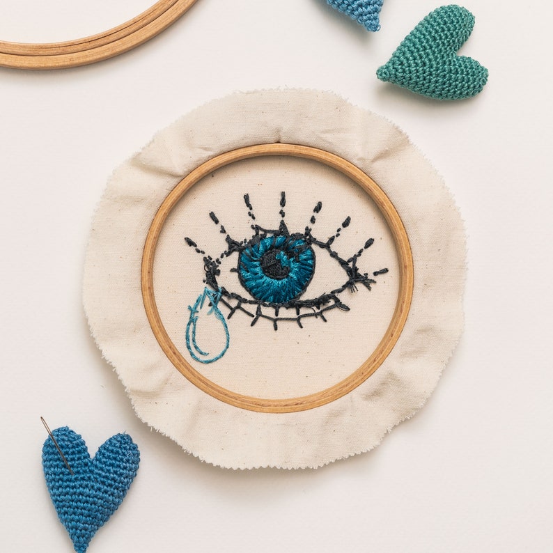 Hand Embroidery Pattern EYE WIDE OPEN modern embroidery pattern, photo and video tutorials included image 8
