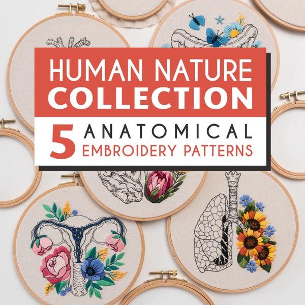 Embroidery Bundle - Human Anatomy Patterns PDF, Video Tutorials Included