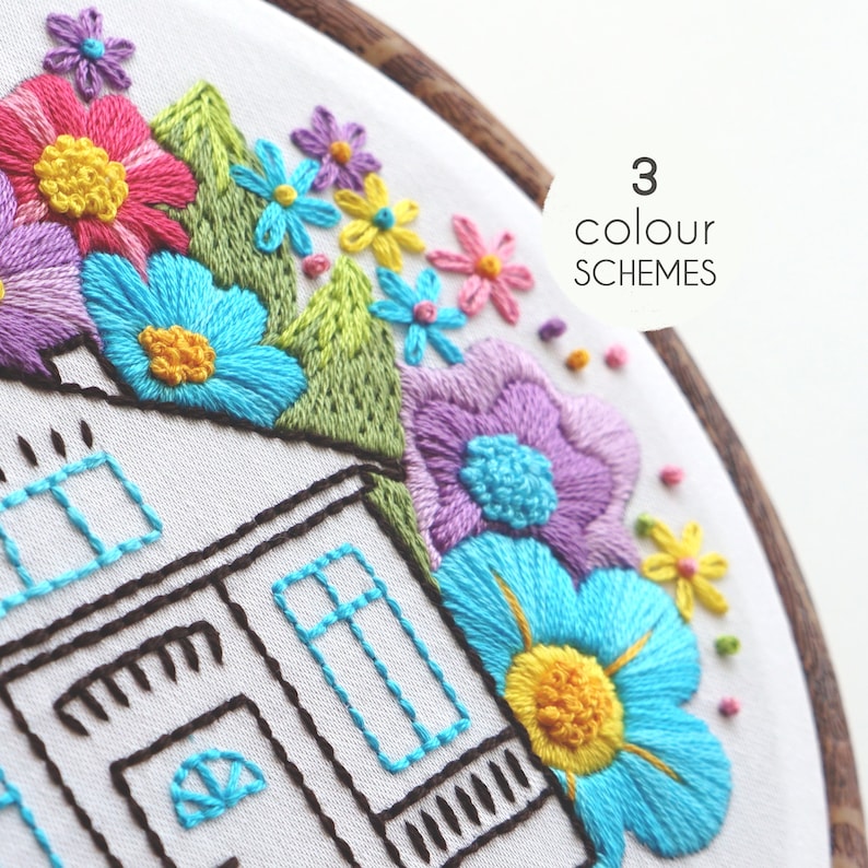 Hand Embroidery Pattern Home Sweet Home, Intermediate Embroidery, PDF Embroidery image 2