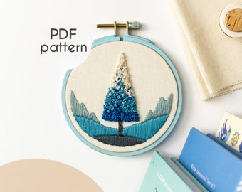 Hand Embroidery Pattern - Landscape 3, Beginner Embroidery, PDF Pattern