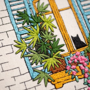 Embroidery Pattern CAT in the WINDOW, Advanced Level, PDF Embroidery Design with Video Tutorials. image 7