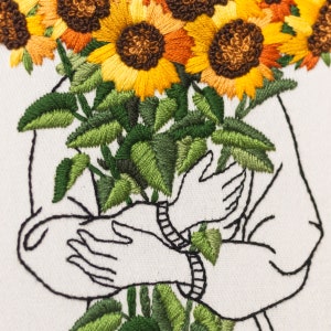 Hand Embroidery Pattern SUNFLOWER HUG, Digital Download PDF, Video Tutorial for Beginners Included image 3