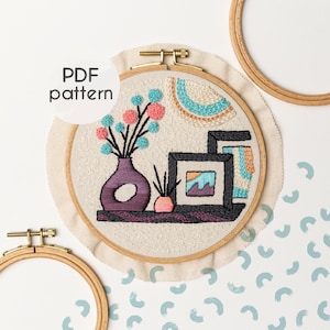 Modern Interior Embroidery Pattern: Beginner Tutorial (PDF Pattern)