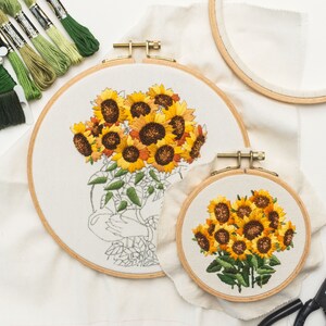 Hand Embroidery Pattern SUNFLOWER HUG, Digital Download PDF, Video Tutorial for Beginners Included image 9