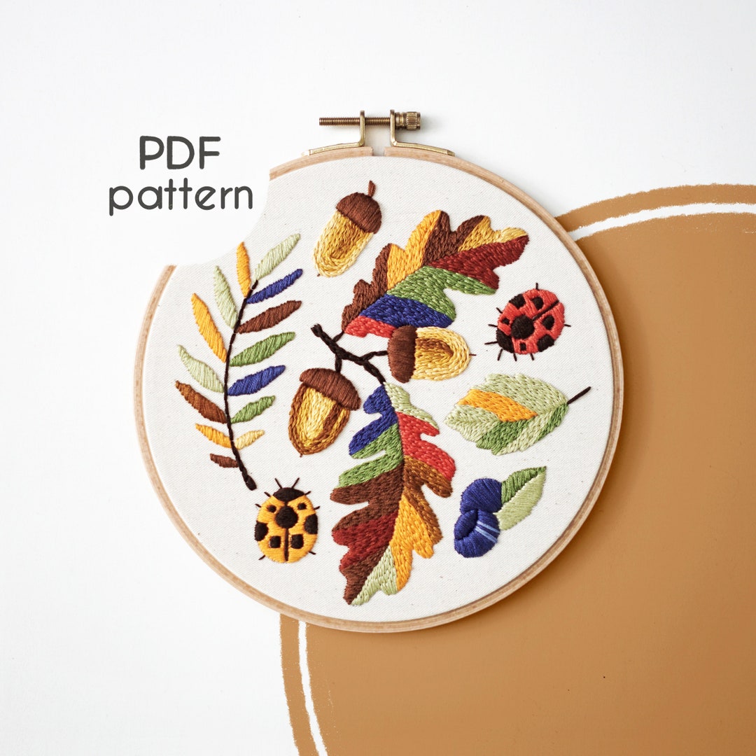 Hand Embroidery Pattern - Autumn Season, Intermediate PDF Pattern ...