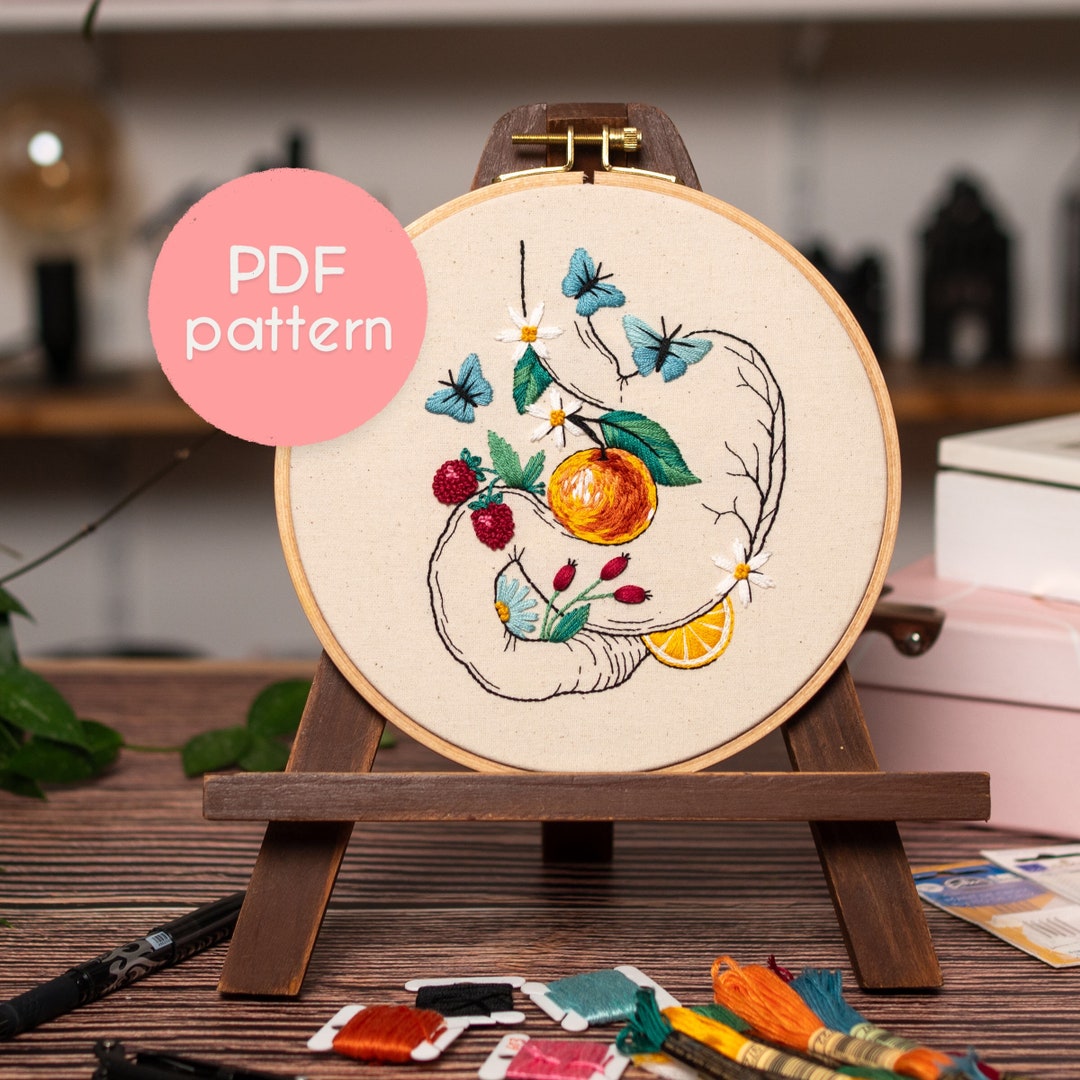 Hand Embroidery Pattern Anatomical STOMACH in BLOOM, PDF Embroidery ...