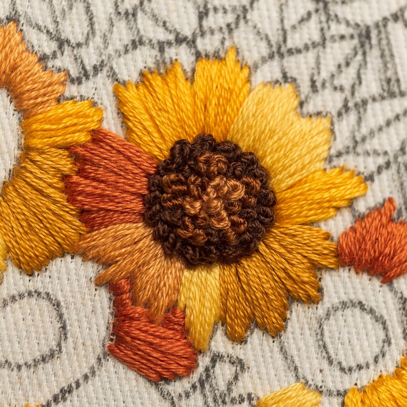 Hand Embroidery Pattern SUNFLOWER HUG, Digital Download PDF, Video Tutorial for Beginners Included image 7