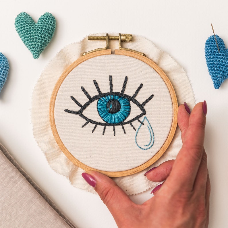 Hand Embroidery Pattern EYE WIDE OPEN modern embroidery pattern, photo and video tutorials included image 5