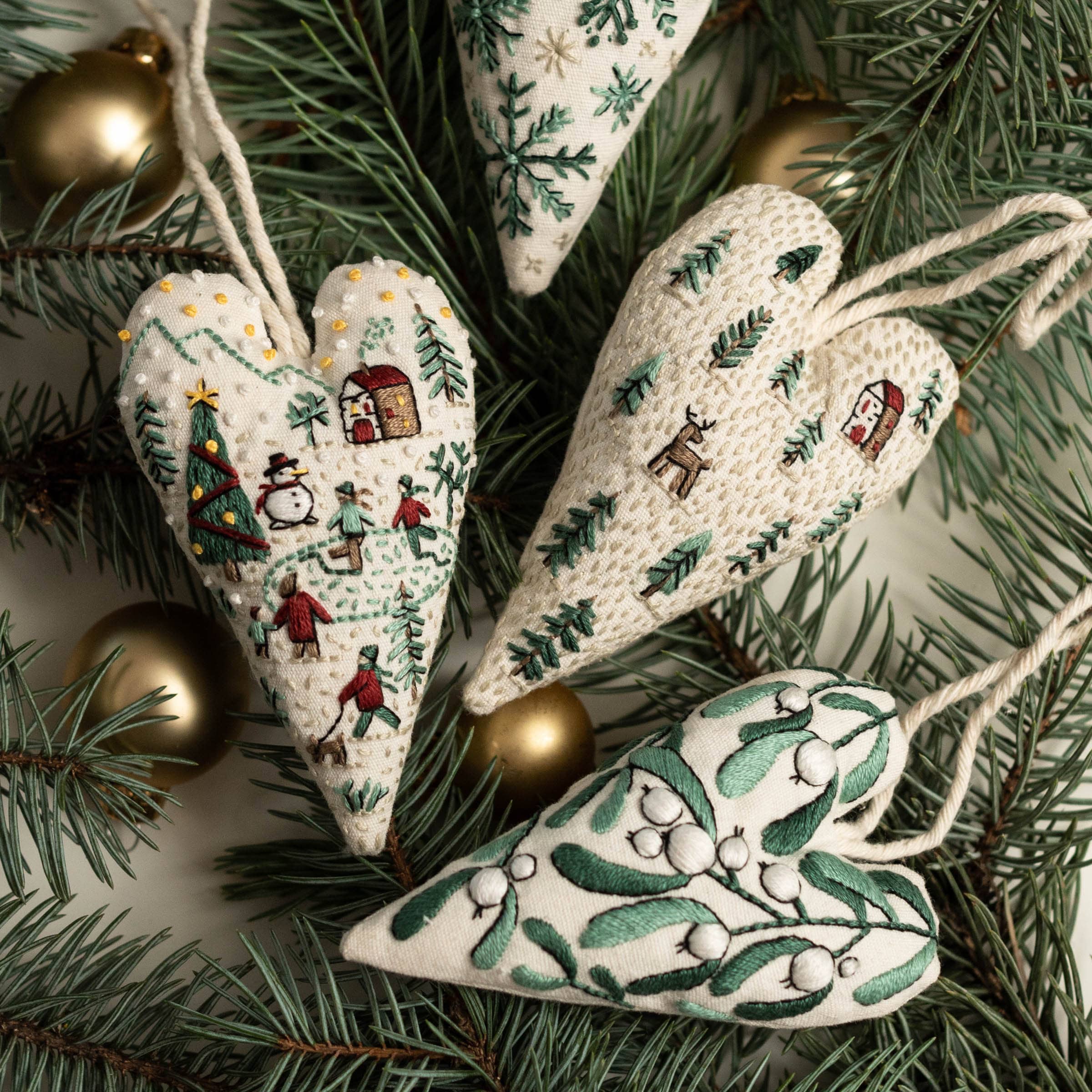 Embroidered Christmas Ornament Heart Pattern: DIY Project (PDF